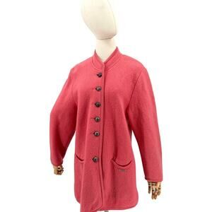 Vintage 90s Geiger Watermelon Pink 100% Wool Crest Button Jacket